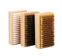 DONGKER 3 PCS Snowboard Wax Brush Kit,Ski Clean Brush Including Nylon/Brass/Horsehair Brushs with Rectangle Wood Base for Snowboard Cleaning Polishing Waxing Maintenance