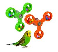 DONGKER Budgies Toy, 2pcs 360° Rotating Interactive Chewable Enrichment Windmill Toys for Parakeets Cockatiels Inseparable Macaw Lovebird Cockatoo Animals Pets Training