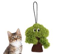 DONGKER Cat Plush Toy,Pine Tree Shape Interactive Kitty Plush Filled Toys with Lanyard for All Cat Breeds