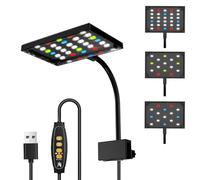 DONGKER Clip On Aquarium Light,3 Lighting Modes Full Spectrum Fish Tank Light Adjustable Timer/ 10 Brightness with 360° Rotation Lamp Rod for Within 0.5" Thickness Glass Aquariums Tanks