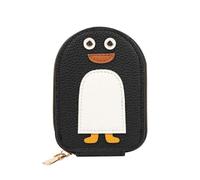 DONGKER Cute Penguins Card Coin Holder,PU Zippered Cartoon Penguin Accordion Card Wallet with Zip Built-in 11 Cards Slots for Men Women Present