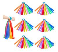 DONGKER Dance Ribbons, 6 Pcs Colorful Wrist Gymnastics Rhythm Ribbon for Artistic Gymnastic Exercises,Juggling Activities,Dance Performances