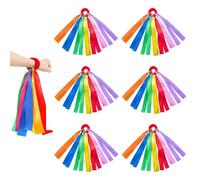 DONGKER Dance Ribbons, 6 Pcs Colorful Wrist Gymnastics Rhythm Ribbon for Artistic Gymnastic Exercises,Juggling Activities,Dance Performances