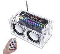 DONGKER DIY Soldering Kit Bluetooth Speaker with FM Radio, Mini Home Electronic Speaker with LED Spectrum Light, DIY Digital Radio, Speaker Box with Remote Control Soldering Practice Kit