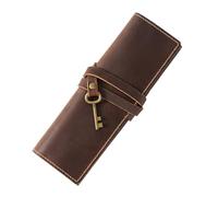 DONGKER Leather Pen Bag,Roll-Up Leather Wrap Pen Pouch, Foldable Pencil Roll Organizer for Student Artist Drawing Coloring