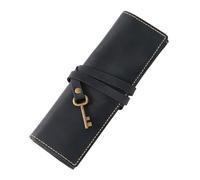 DONGKER Leather Pen Bag,Roll-Up Leather Wrap Pen Pouch, Foldable Pencil Roll Organizer for Student Artist Drawing Coloring