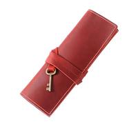 DONGKER Leather Pen Bag,Roll-Up Leather Wrap Pen Pouch, Foldable Pencil Roll Organizer for Student Artist Drawing Coloring