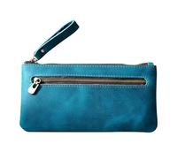 DONGKER Leather Pencil Case, Storage Pencil Bag Double Zippered with Handle for Men Women Businessmen Artists Home Office (4.3 * 8.1")