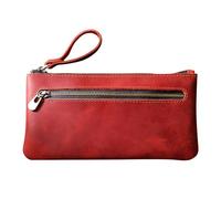 DONGKER Leather Pencil Case, Storage Pencil Bag Double Zippered with Handle for Men Women Businessmen Artists Home Office (4.3 * 8.1")