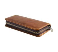 DONGKER Leather Pencil Case,Vintage Zippered Pen Fountain Pouch Holds 9 Pens & 2 Fountain for Work Office,College