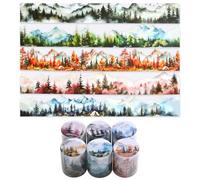 DONGKER Mountain PET Tapes Set, 6 Rolls Trees & Forests Decorative Scrapbook Stickers for Junk Journaling, Scrapbooking, Crafting, DIY Projects, Diaries,Art Supplies