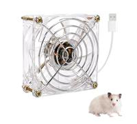 DONGKER Pet Nest Fan, USB Acrylic Quiet Hamster Cooling Fan with Adjustable Angle & Flexible Cable Ties for Puppy Hamster Guinea Pig Small Animal Cage