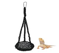 DONGKER Reptile Hammock Swing Bed, Hand Woven Nylon Hanging Beds with Removable Cushion & Aluminum Hooks for Lizard Bearded Dragon Gecko Snake Hamster Small Pet Terrarium Decor