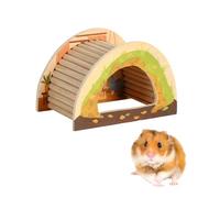 DONGKER Small Animal Hideout, Wooden Shelter with Open Bottom for Hamster Gerbil Hedgehog Reptile Burrowing and Resting