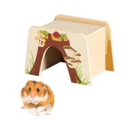 DONGKER Small Animal Hideout, Wooden Shelter with Open Bottom for Hamster Gerbil Hedgehog Reptile Burrowing and Resting