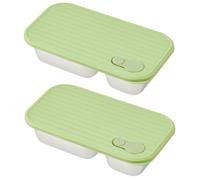 DONGKER Snack Containers,2 PCS 2-Compartment Stainless Steel Food Storage Containers with TPE Sealed Lid for Fruits Sauces Dips Snacks Meal Prep Food