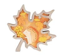 DONGKER Wooden Autumn Decoration Lights, Pumpkin /3D Maple Leaves Sign Table Decoration with Lights for Halloween Thanksgiving Christmas Harvest Fall Autumn Home Decor