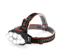 DONGKIKI Head Torch, LED Super Bright Headlamp with 4 Modes, Waterproof Headlight, Head Torch Rechargeable with 8 XPG LED Bulbs, Adjustable Lightweight Running Head Torch for Fishing, Camping, Running