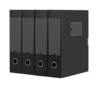 DONGLI 4 Pack Box Files, 75mm Spine, Plastic Box File A4 Filing Boxes for Office School - Black