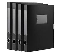 DONGLI A4 Archive Box with Lid, Document Binders, 40mm Spine for Office, Schools Dorm and Home, Pack of 4, Black