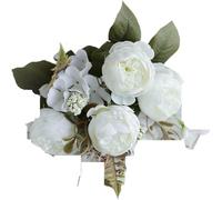 DONGLING Artificial Hydrangea 1PC Artificial Flowers Wedding Home Bedroom Decoration Bridal Bouquet Garden Fake Silk Peony Hydrangeas Vase For Board Outdoors(White)
