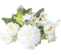 DONGLING Artificial Hydrangea 1PC Artificial Flowers Wedding Home Bedroom Decoration Bridal Bouquet Garden Fake Silk Roses Hydrangeas Vase Party Yard(White)