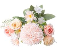 DONGLING Artificial Hydrangea 1PC Artificial Flowers Wedding Home Bedroom Decoration Bridal Bouquet Garden Fake Silk Roses Hydrangeas Vase Party Yard(Pink)