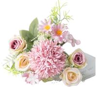 DONGLING Artificial Hydrangea Artificial Flowers Wedding Home BedroomTable Decor Bridal Bouquet Garden Yard Fake Silk Roses Hydrangeas Vase For Board Outdoors(Purple)