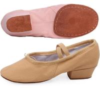 DONGLING Ballet Shoes Low-Heeled Canvas Teacher Practice Soft Ballroom Dance Shoes Salsa Tango Ballet Women for Slip(Yellow,39)