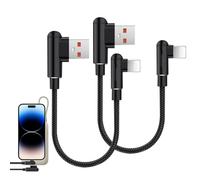 Dongnesi 2 Pack Short Charging Cable for iPhone, 0.3M Short Light-ning Cable, Right Angle Fast Charging Light-ning Cables for iPhone 14 13 12 11 Pro X XS XR 8 Plus 7 6 5