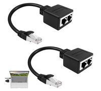 Dongnesi 2 PCS RJ45 Ethernet Adapte r, Dual Ethernet Splitter 1 to 2 dapte r, Cat5, Cat5e, Cat6, Cat7, Cat8 Compatible, 10Gbps Speed (Black)