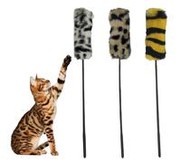 Dongnesi 3 Pcs Cat Toy Wand, Interactive Cat Wand Toy, Cats Teaser Wands in Leopard Ribbon, Kitten Teaser Leopard Ribbon Toys Fits Most Cats and kittens, for Indoor Training Pets Exerciser