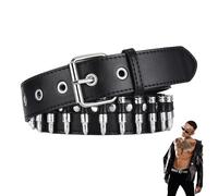 Dongnesi Bullet Belt, Punk Belt, Studded Leather Belts, Black Studded Gothic Belts, Y2K Punk Goth Strap for Jeans Men Women, Gothic Clothing Accessories with Metel Buckle