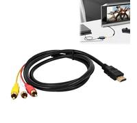 Dongnesi Red Yellow White Cable to HDMI, Rca to HDMI Adapter, 1.5m (59 inches) 3 RCA Cable, Audio Video AV Converter for 1080P HDTV DVD LCD Projectors Transmitter (Only supports hdmi to rca)