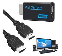 Dongnesi Wii to HDMI Adapter, Wii to HDMI Converter with 1m Wii-cable, Black Wii-hdmi Adapter for 1080P/720P HD Video Audio Output with 3.5mm Audio Jack, Compatible with All Display Modes
