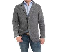DONGPAO Men's Cardigan Sweater Shawl Collar Knit Blazer Jacket Slim Fit Sport Coat Vintage Smart Business Blazer Casual Button Down Knitted Sweater Jackets with Pockets Knitwear Dark Gray M