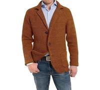 DONGPAO Men's Cardigan Sweater Shawl Collar Knit Blazer Jacket Slim Fit Sport Coat Vintage Smart Business Blazer Casual Button Down Knitted Sweater Jackets with Pockets Knitwear Brown 5XL