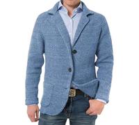 DONGPAO Men's Cardigan Sweater Shawl Collar Knit Blazer Jacket Slim Fit Sport Coat Vintage Smart Business Blazer Casual Button Down Knitted Sweater Jackets with Pockets Knitwear Blue M