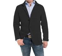 DONGPAO Men's Cardigan Sweater Shawl Collar Knit Blazer Jacket Slim Fit Sport Coat Vintage Smart Business Blazer Casual Button Down Knitted Sweater Jackets with Pockets Knitwear Black M