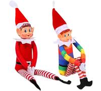 DONGQI Christmas Elf 40 cm Christmas Prankster Elf with Soft Body and Vinyl Face, Red and White Striped Fabric Body or Home Accessory