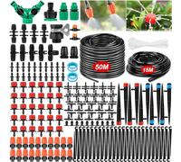 DONGQI Garden Irrigation Kit, 264 Pieces - 50 m + 15 m Pipes, Automatic Drip Irrigation Misting Cooling System for Landscape, Greenhouse
