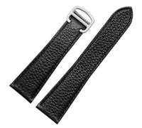 dongrif Genuine Leather Watch Strap For Cartier Tank London Solo Lychee Textured Cowhide Watchband(Black-steel,24mm)