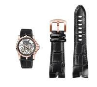 dongrif Genuine Leather Watch Strap For Roger Dubuis King EXCALIBUR Wristband Accessory(Black rosegold)