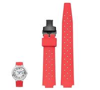 dongriuk Convex-Notch Rubber Watch Strap For Cartier Ballon Bleu Black Knight Black Warrior(Redb2,20-11mm)