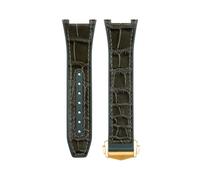 dongriuk Fluoro Rubber Cowhide Leather Watch Strap For Omega Constellation 131.23.41 Manhattan Observatory 24MM Watchband(Greeng)