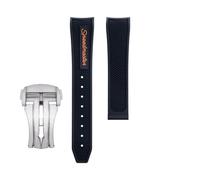 dongriuk Fluororubber Watch Strap For Omega Seamaster 600 Dark Side Of The Moon Speedmaster 57 Aqua Terra 150 Moonwatch Racing Chronograph Watchband(Oranges2,19-18mm)