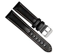 dongriuk For Men Woman Classic General Purpose Plain Weave Watch Band Fashion Watch Strap Genuine Leahther Wristband(Black-silver,22mm)