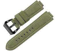 dongriuk Frosted Leather Watch Strap For TIMEX Tidal T2N720/T2N72 Convex Interface Cowhide Watchband(Green black clasp,14mm)