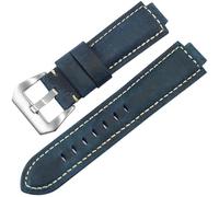 dongriuk Frosted Leather Watch Strap For TIMEX Tidal T2N720/T2N72 Convex Interface Cowhide Watchband(Blue Silver clasp,14mm)