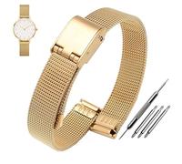 dongriuk Mesh Stainless Steel Bracelet For DW Watches For Daniel Metal Ultra Thin Universal Strap(Gold,12mm)